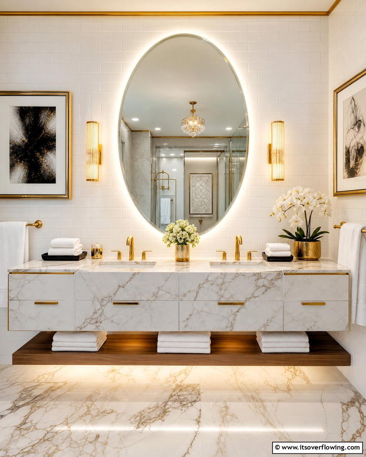 Statement Making Vanity Mirrors - 25 Elegant Bathroom Decor Ideas for a Luxurious Feel