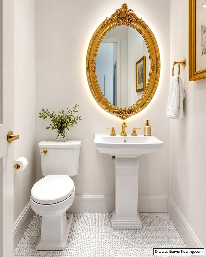 Statement Mirror - 25 Downstairs Toilet Ideas for Small Spaces