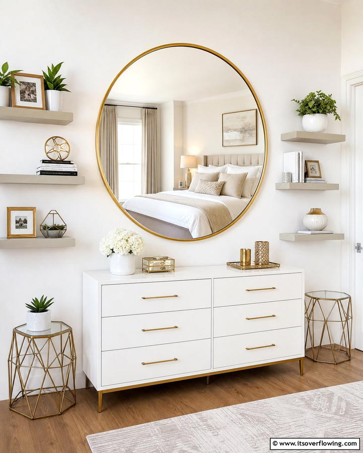 Statement Mirror - 25 Dresser Decor Ideas to Transform Your Bedroom