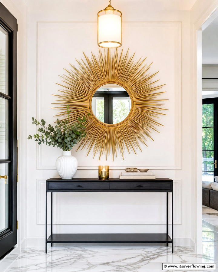 Statement Mirror - 25 Entryway Table Decor Ideas to Welcome Guests in Style