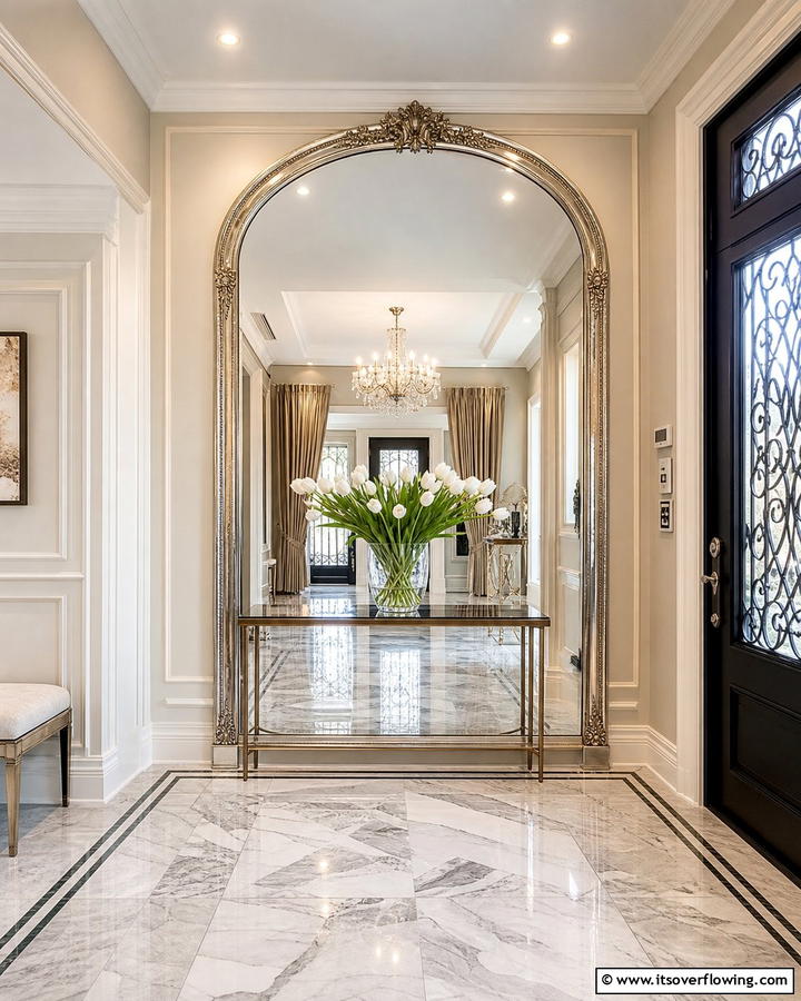 Statement Mirror Accent - 21 Entryway Ideas to Create a Welcoming First Impression