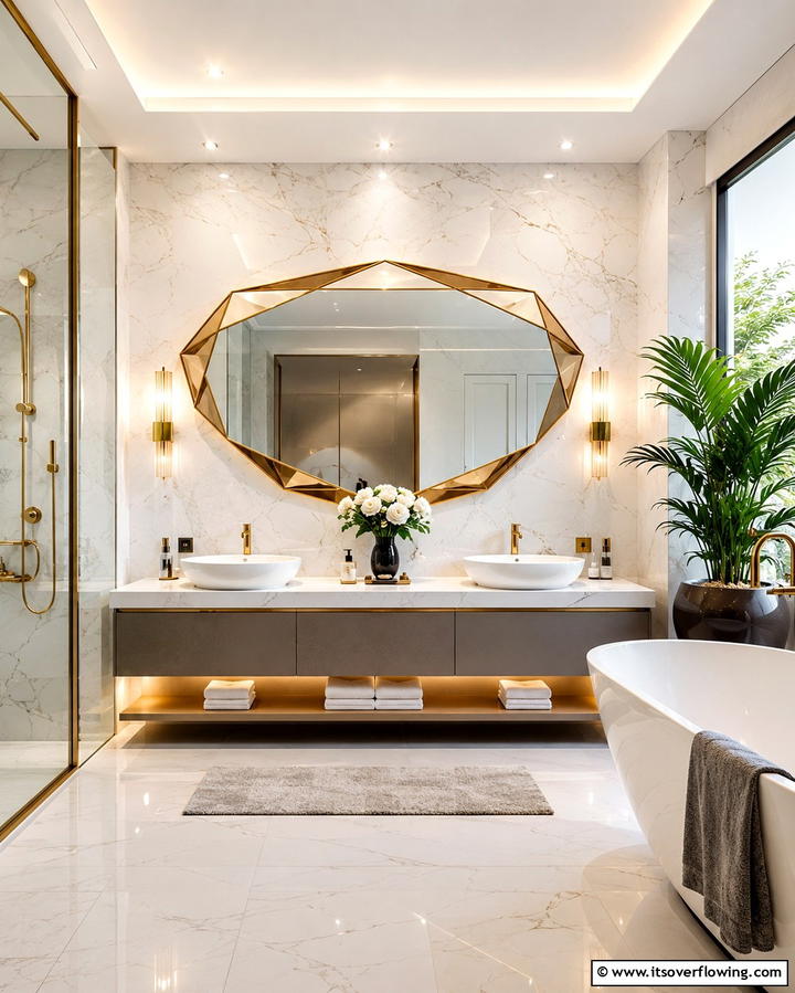 Statement Mirror Bathroom - 30 Stylish Bathroom Decor Ideas for a Spa-Like Retreat