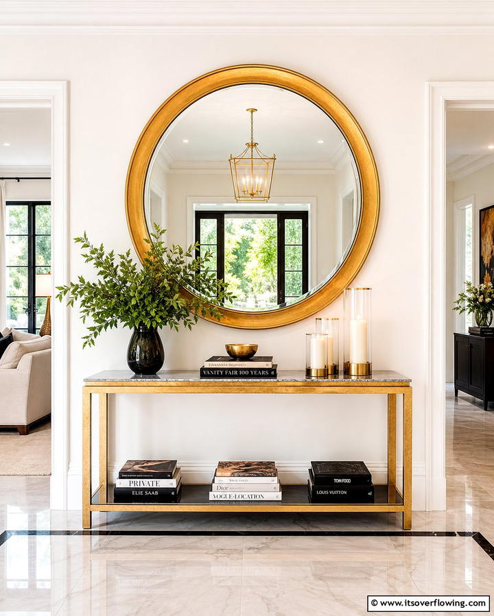 Statement Mirror as a Focal Point - 25 Entryway Table Decor Ideas to Welcome Guests in Style