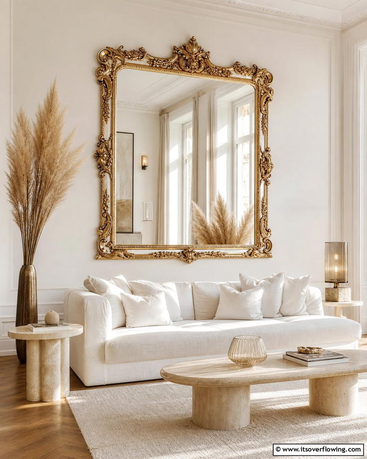 Statement Mirrors - 30 Living Room Wall Decor Ideas to Elevate Your Space
