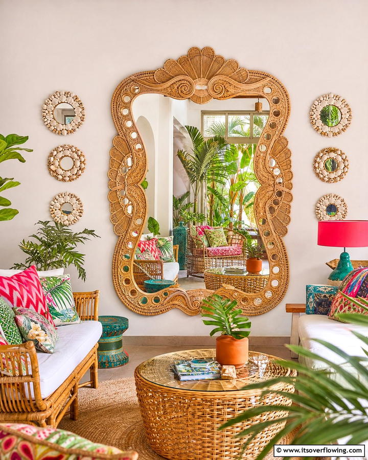 Statement Mirrors - 20 Bohemian Tropical Decor Ideas for a Vibrant Home