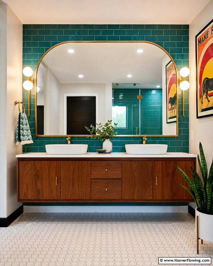 Statement Mirrors - 21 Mid-Century Modern Bathroom Ideas for Retro Elegance