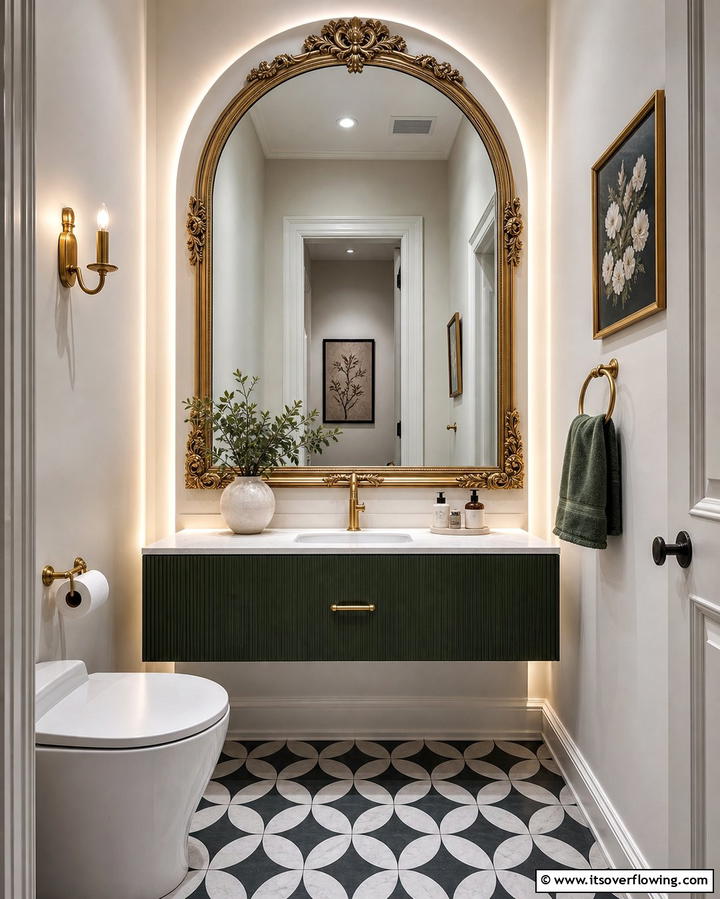 Statement Mirrors - 25 Downstairs Toilet Ideas for Small Spaces