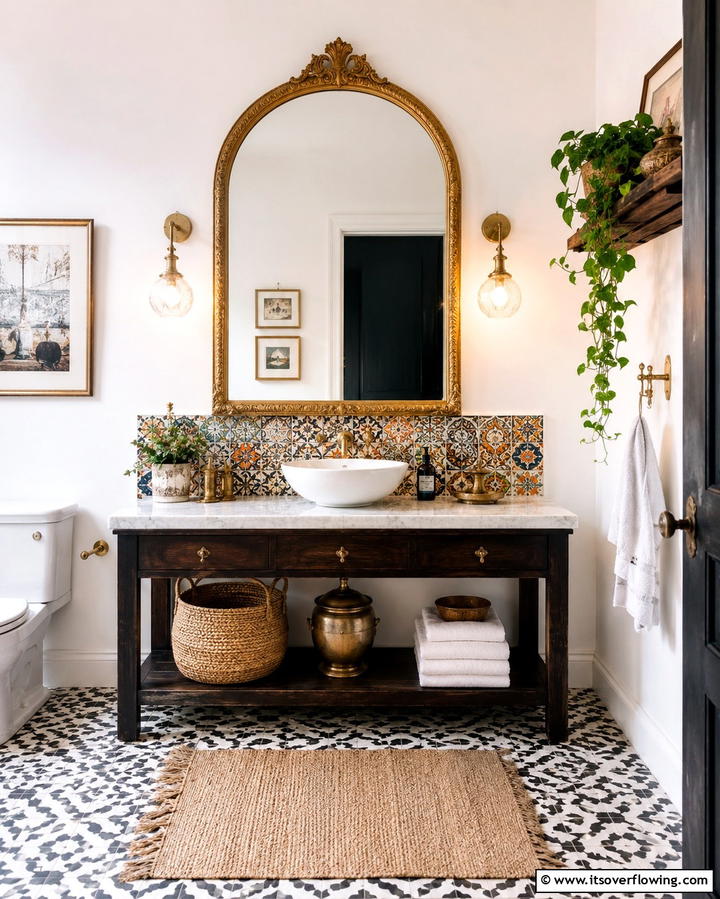 Statement Mirrors - 25 Eclectic Bathroom Ideas for a Unique and Personalized Space
