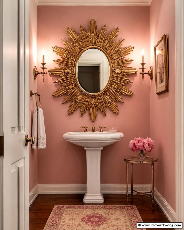 Statement Mirrors - 25 Small Powder Room Ideas for Stylish Spaces