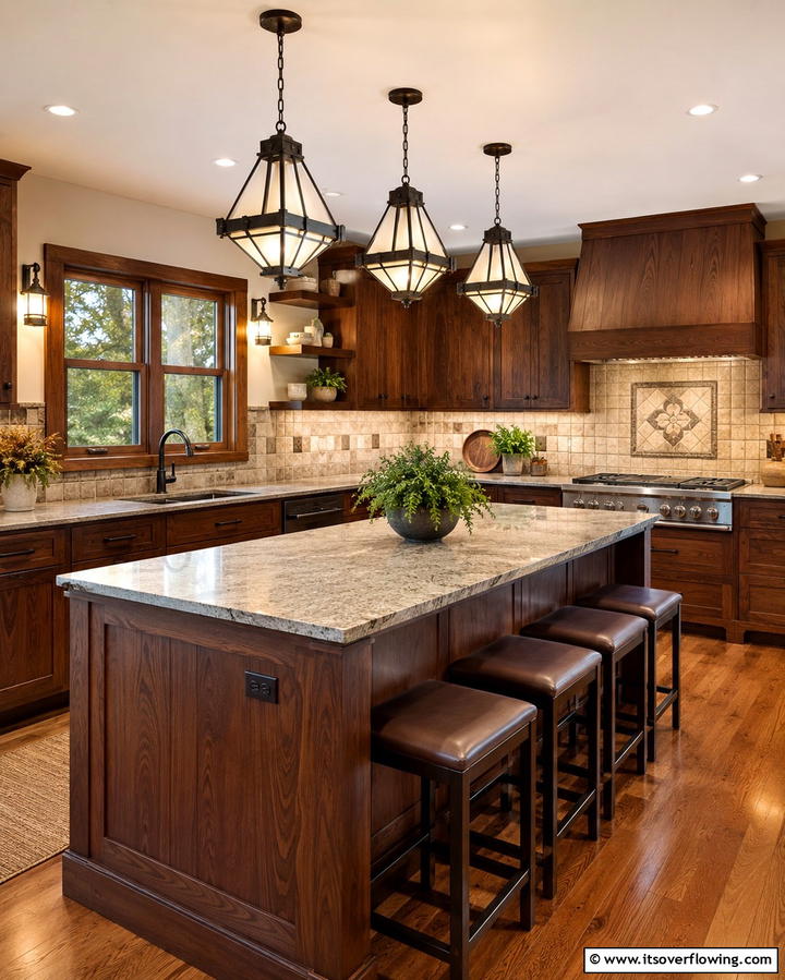 Statement Pendant Lighting - 25 Craftsman Kitchen Ideas for a Classic and Timeless Design