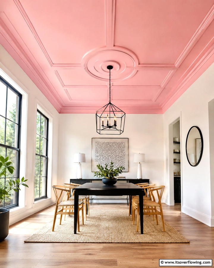 Statement Pink Ceiling - 25 Pink Room Ideas to Create a Cozy and Inviting Space