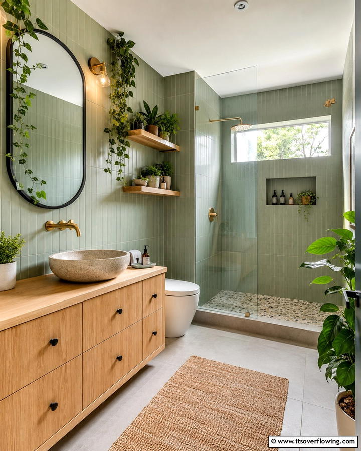 Statement Rugs - 30 Bold Colorful Bathroom Designs to Energize Your Morning Routine
