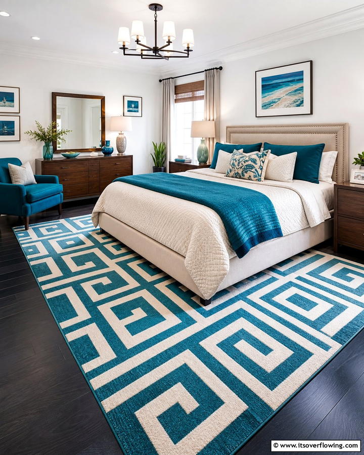 Statement Rugs for Contrast - 25 Black Floor Bedroom Ideas for a Bold and Modern Look