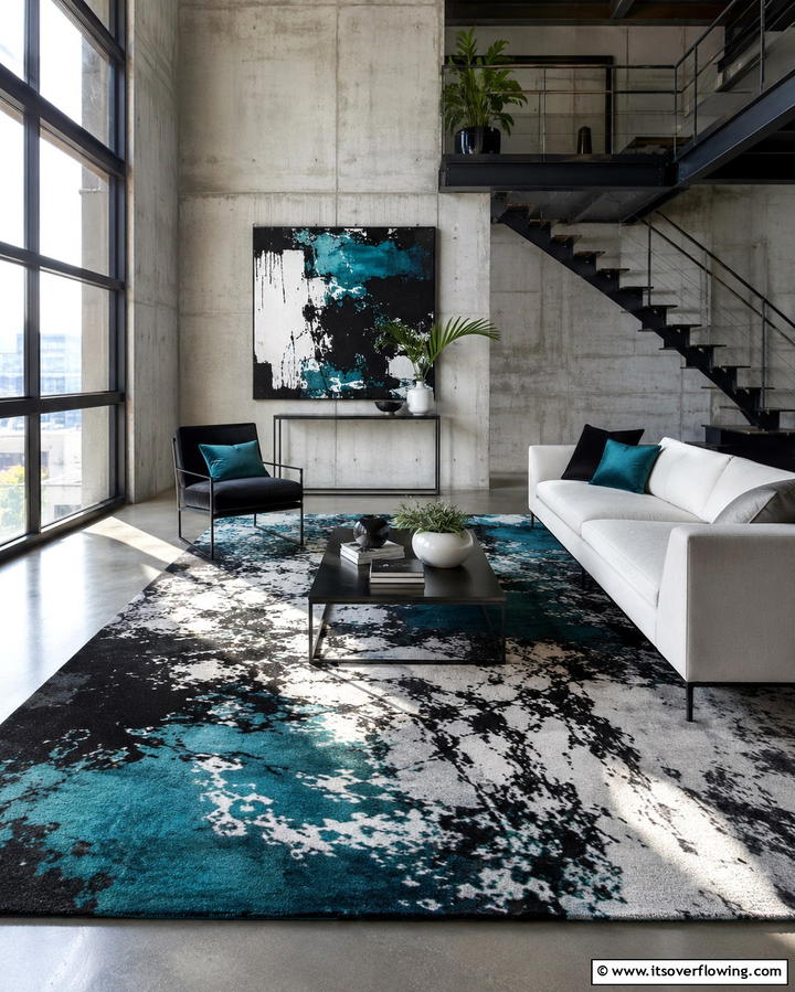 Statement Rugs - 25 Loft-style Living Room Ideas for Modern Homes