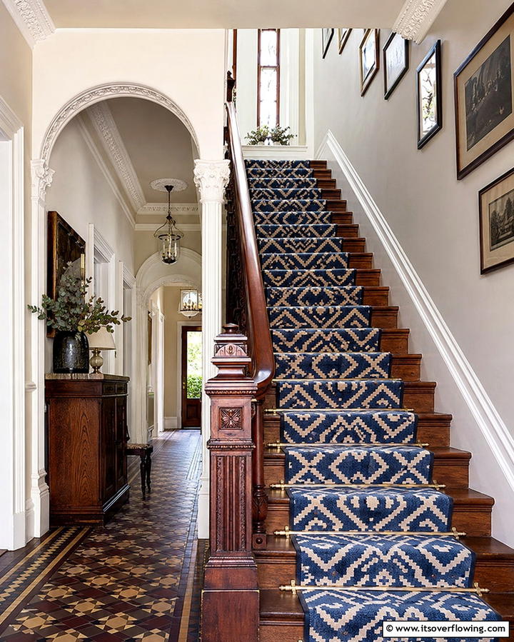 Statement Stair Runners - 25 Victorian Hallway Ideas for a Grand Entrance