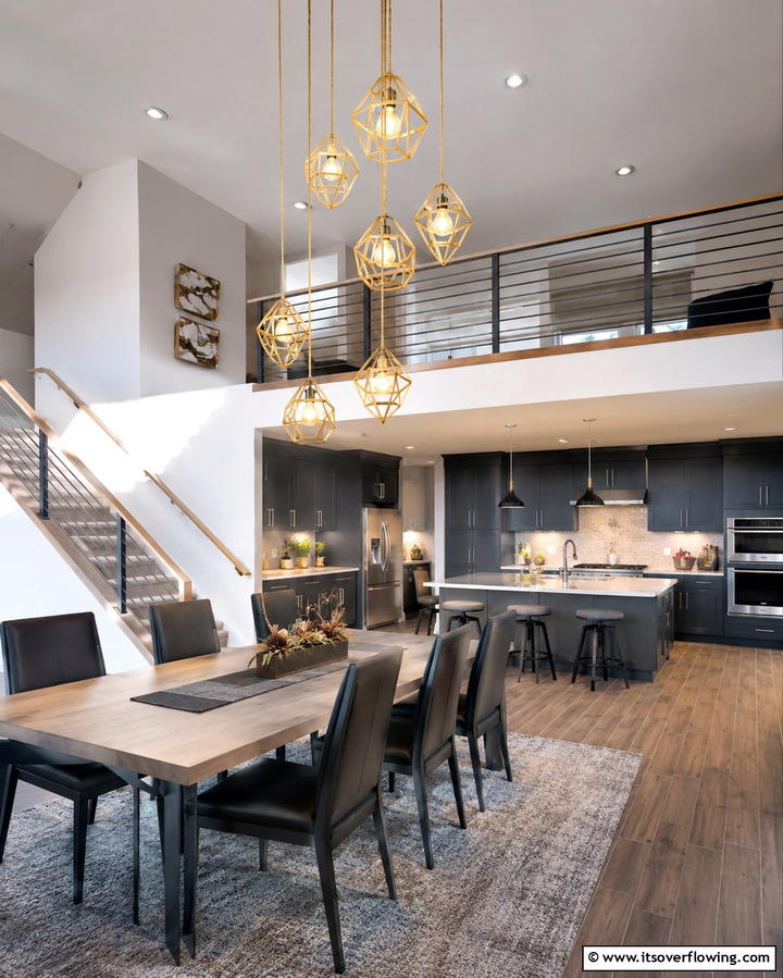 Statement Staircase Design - 30 Modern Split Level Kitchen Design Concepts