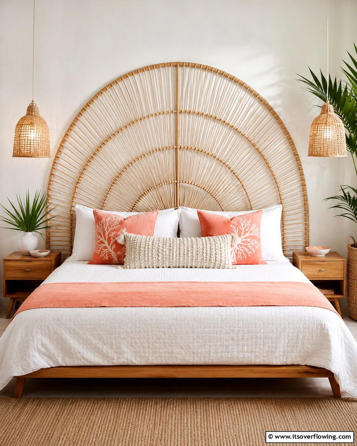 Statement Tropical Headboards - 25 Tropical Bedroom Ideas for a Relaxing Retreat
