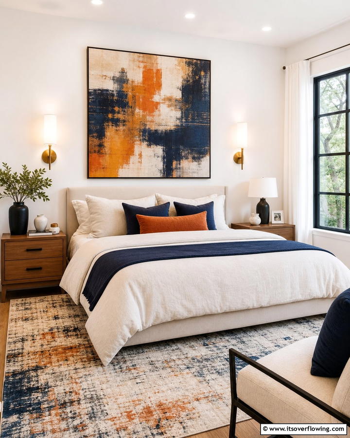 Statement Wall Art - 21 Cozy Bedroom Ideas for Relaxing Retreats