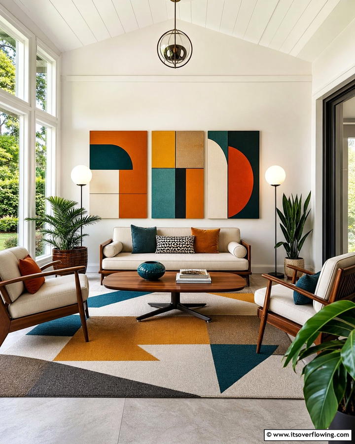 Statement Wall Art - 20 Mid-century Modern Sunroom Ideas for a Retro Vibe