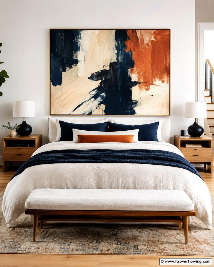 Statement Wall ArtExact - 25 No Headboard Ideas for a Modern and Minimalist Bedroom
