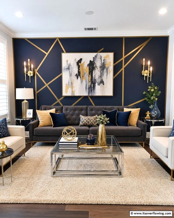 Statement Wall Focus - 21 Dark Grey Couch Living Room Styling Ideas