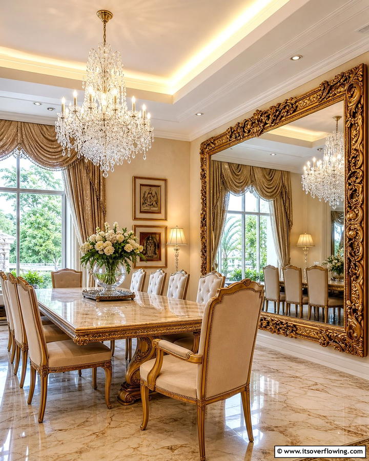 Statement Wall Mirrors - 25 Dining Room Wall Decor Ideas to Elevate Your Space