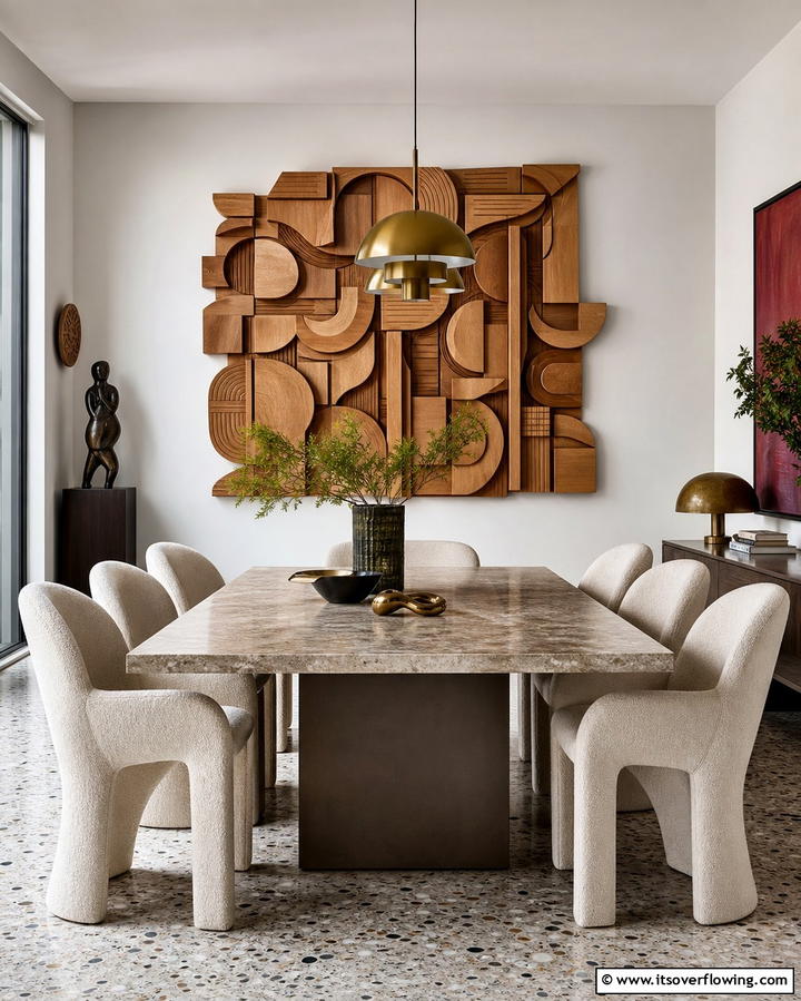 Statement Wall Sculptures - 25 Dining Room Wall Decor Ideas to Elevate Your Space