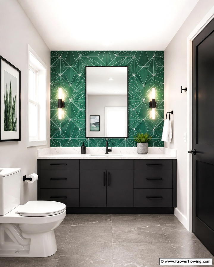 Statement Wall Tiles - 25 Hall Bathroom Ideas for Small and Functional Spaces