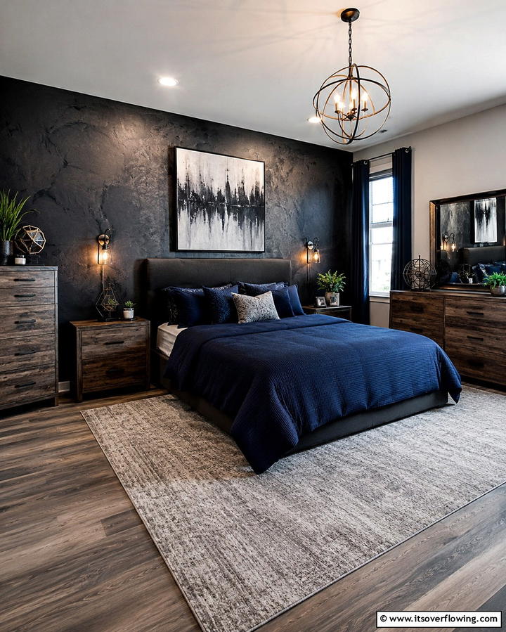 Statement Wall with Dark Hues - 25 Grunge Aesthetic Room Decor Ideas for a Unique Look