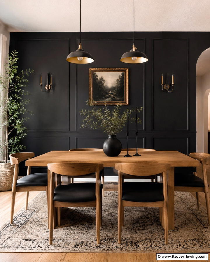 Statement Wall with Dark Paint - 25 Gothic Boho Decor Ideas for a Unique and Eclectic Style