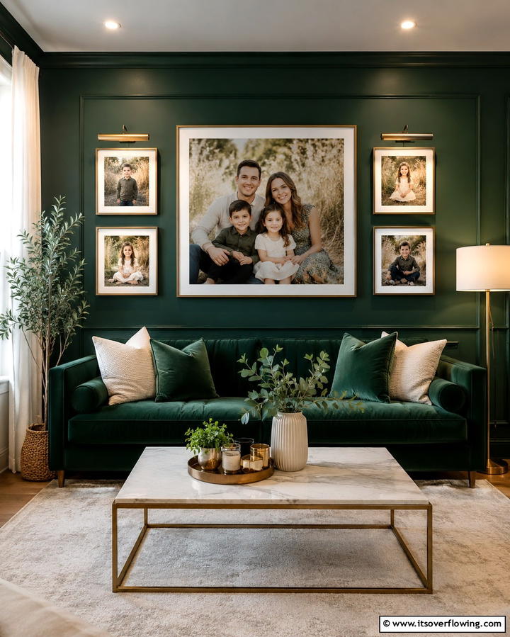 Statement Wall with Large Photo - 30 Family Photo Wall Ideas to Display Memories