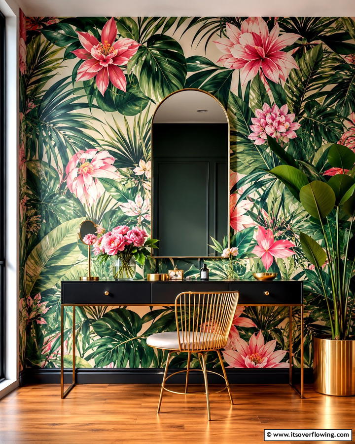 Statement Wallpaper or Backdrop - 25 Stunning Makeup Room Ideas for Every Style