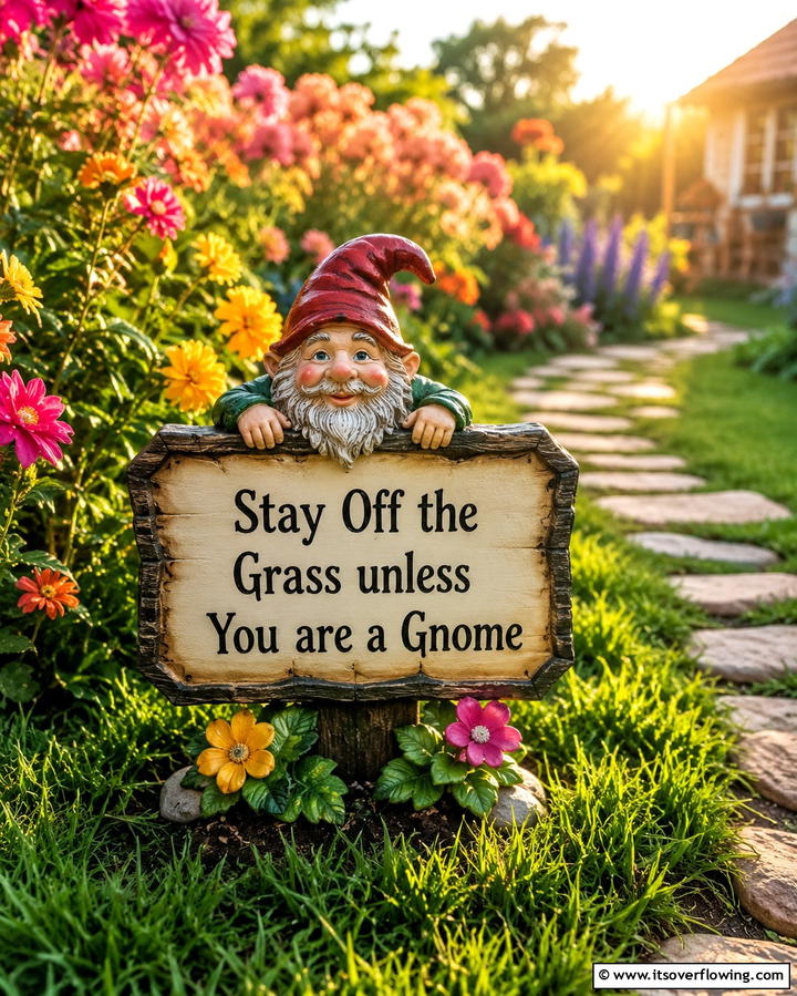 Stay Off the Grass Unless Youre a Gnome - 25 Funny Garden Sign Ideas to Add Humor to Your Yard