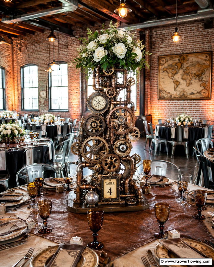 Steampunk Gear Ensemble - 30 Unique Non-Floral Wedding Centerpiece Ideas