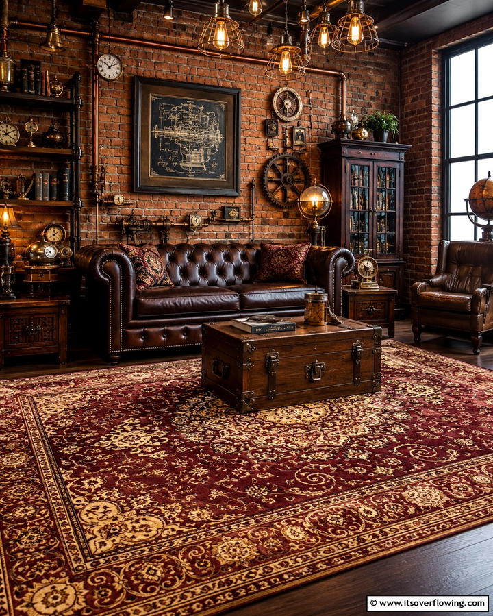 Steampunk Inspired Wall Murals - 20 Steampunk Living Room Ideas for Unique Decor
