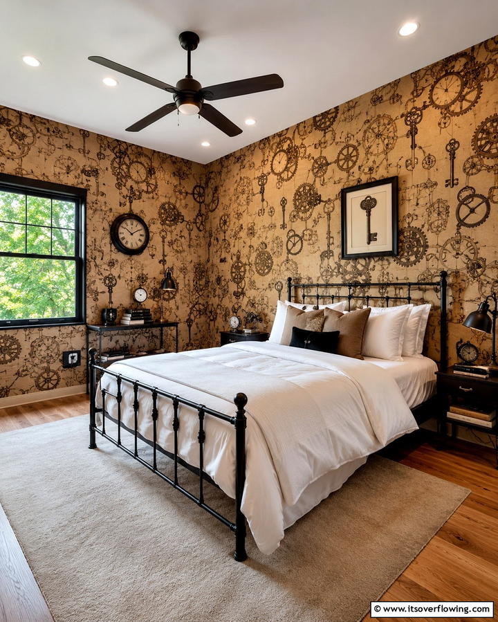 Steampunk Inspired Wallpaper - 25 Steampunk Bedroom Ideas for a Unique Vintage Look