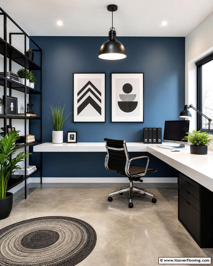 Steel Blue Modernity - 20 Blue Accent Wall Ideas- Bold & Beautiful Designs