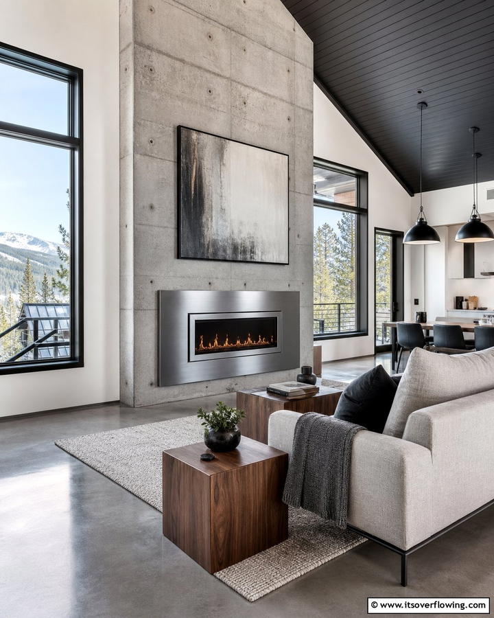 Steel Fireplace with Modern Touches - 25 Cozy Cabin Fireplace Ideas for a Warm Retreat