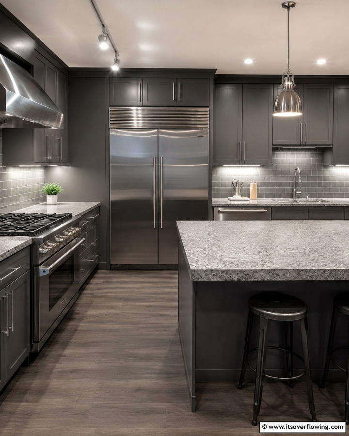 Steel Gray Granite for Contemporary Charm - 25 Granite Kitchen Countertop Ideas for Elegant Kitchens