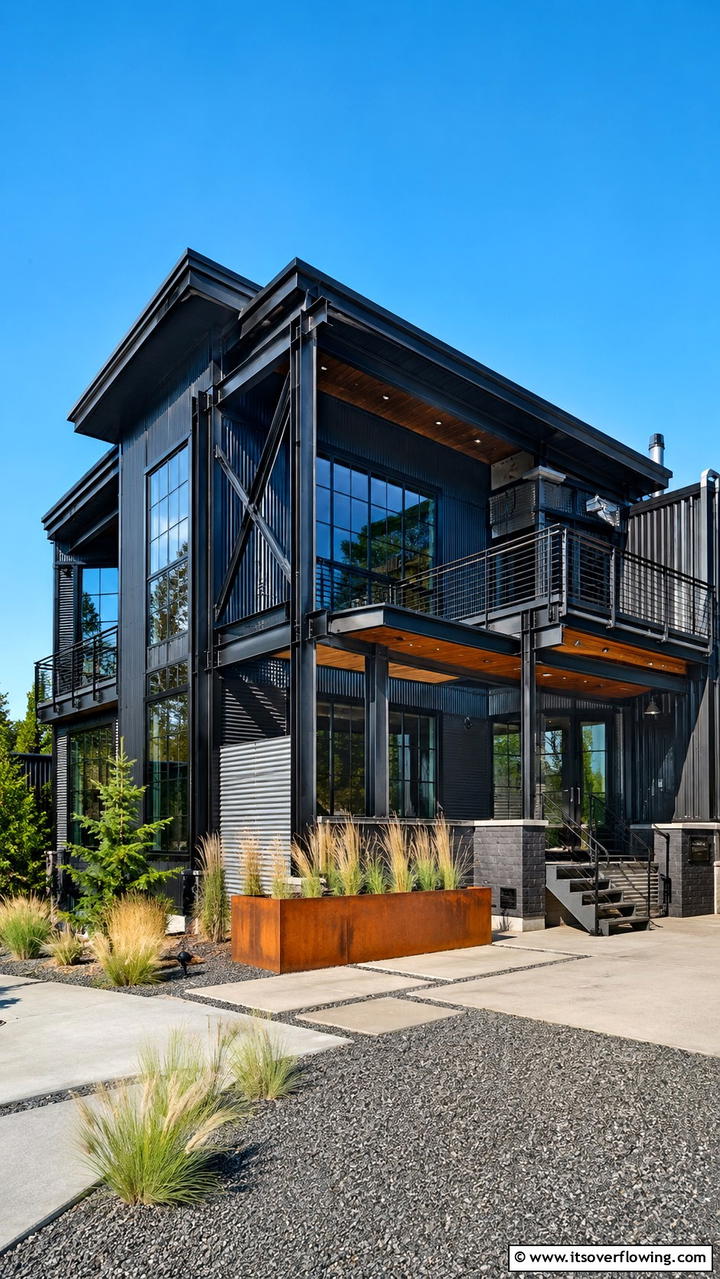 Steely Black Expression - 30 Black House Exteriors- Bold Paint Colors for Modern Homes