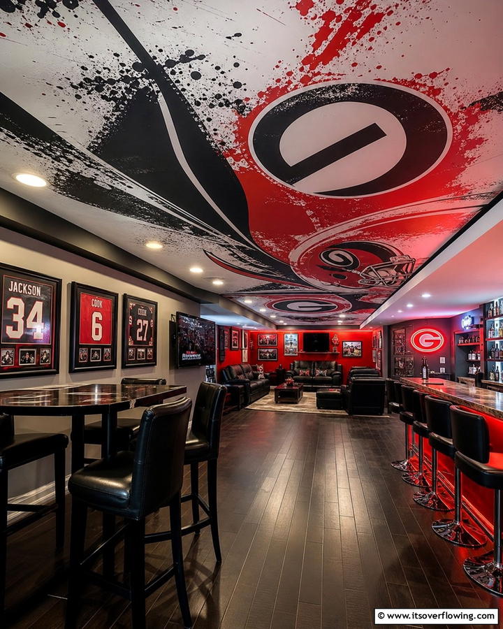 Stencil Art for Personalization - 20 Man Cave Ceiling Ideas to Elevate Your Space