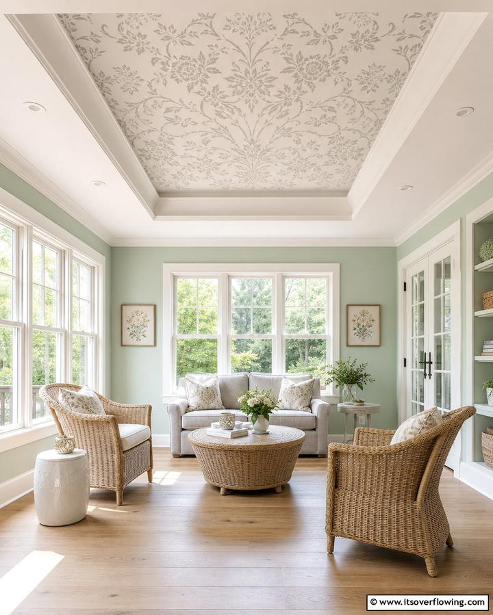 Stenciled Artwork - 25 Reverse Tray Ceiling Ideas for a Unique Look