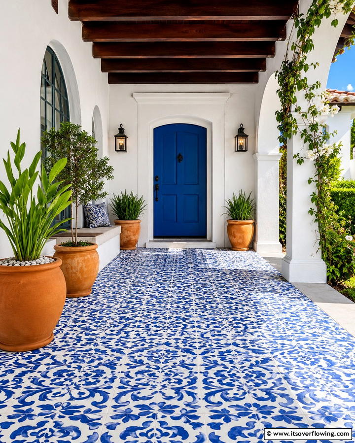 Stenciled Concrete Designs - 25 Concrete Porch Ideas for a Stylish and Low-Maintenance Entry