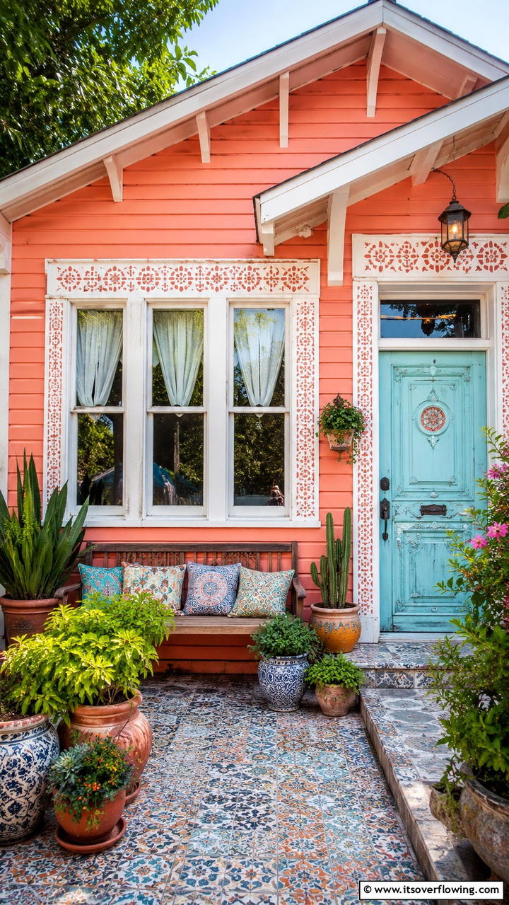 Stenciled Design Trim - 30 Exterior Window Trim Ideas to Enhance Curb Appeal