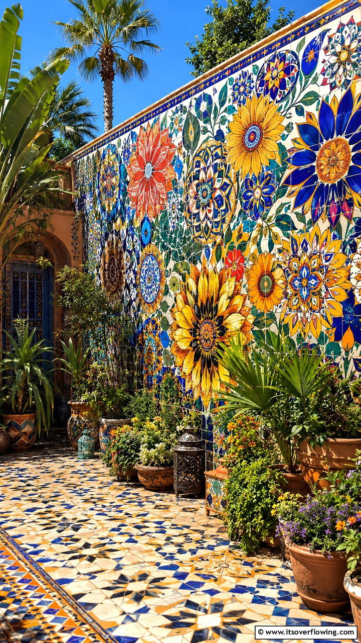 Stenciled Garden Wall - 30 Garden Wall Ideas for Vertical Planting and Privacy Screens