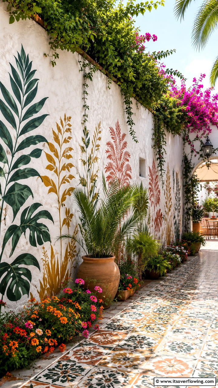 Stenciled Garden Walls - 30 Garden Art Ideas to Personalize Your Outdoor Space