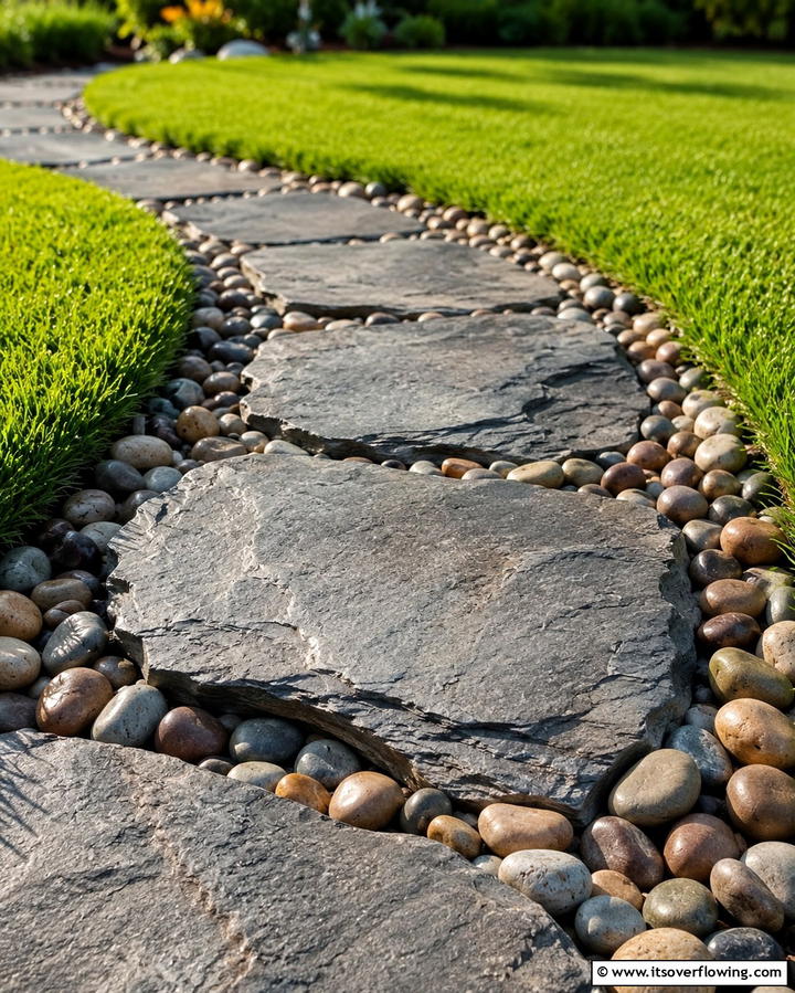 Stepping Stone Borders - 25 River Rock Edging Ideas for Your Garden
