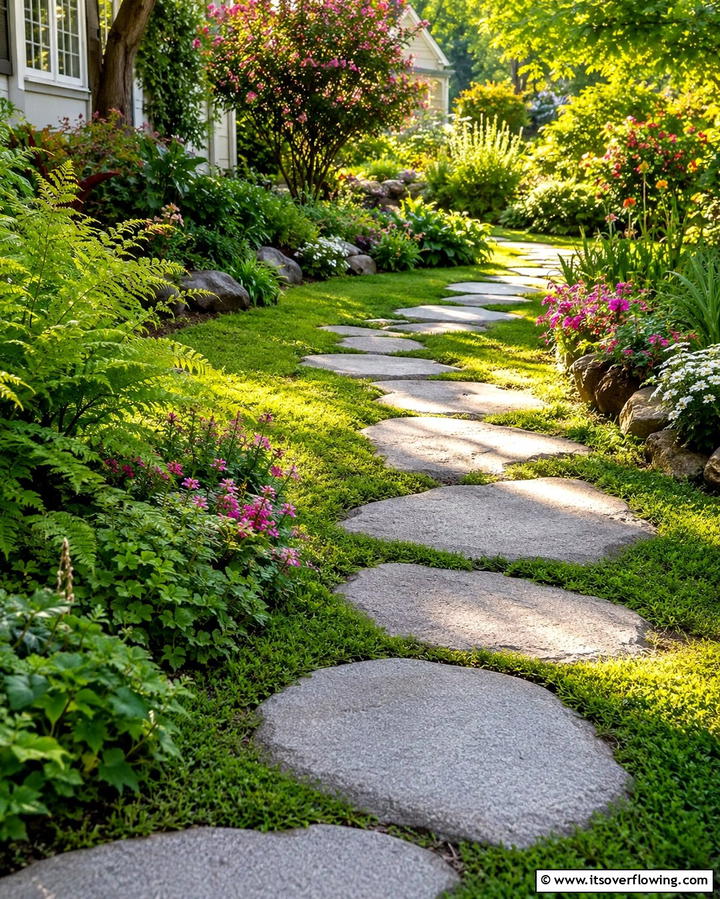 Stepping Stone Effect - 25 Concrete Paver Walkway Ideas for Durable Design