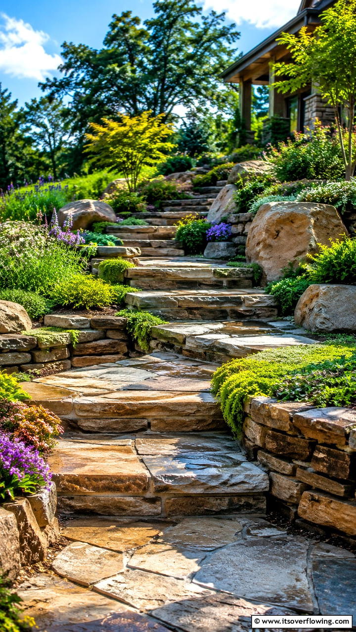 Stepping Stone Flagstone Walkway - 30 Flagstone Walkway Ideas for Charming Pathways