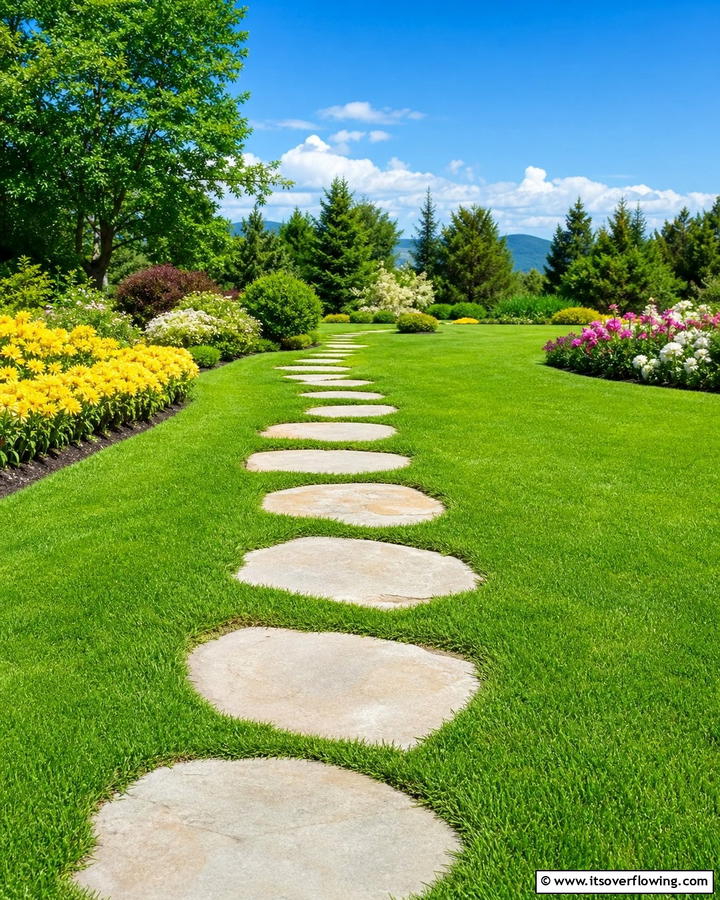 Stepping Stone Pathway - 17 Rock Walkway Ideas for Natural and Low-Maintenance Paths
